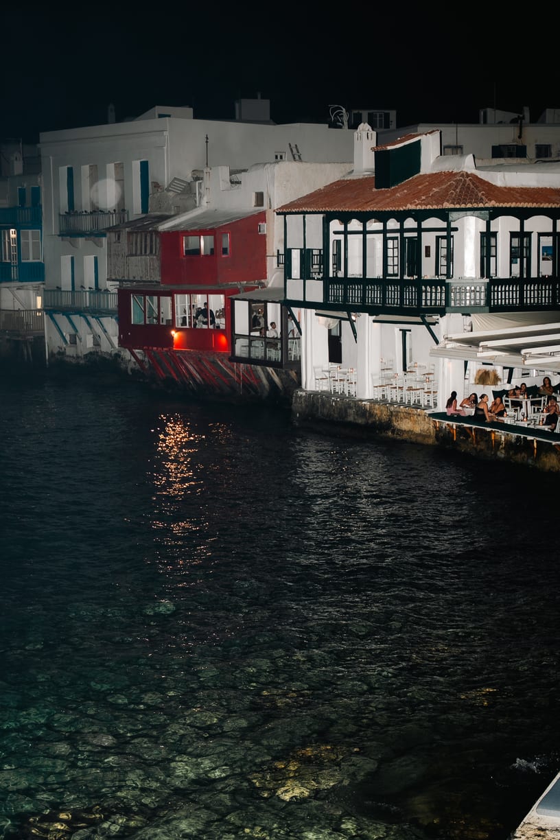Little Venice across the water at night.